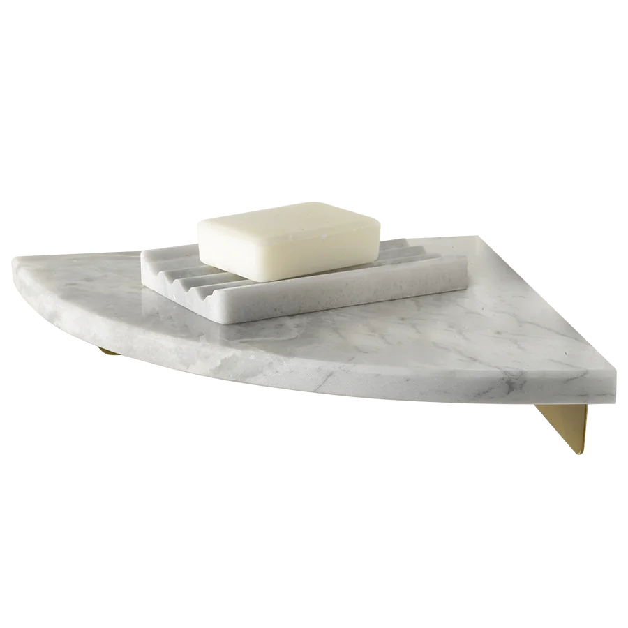 Wall Mounted Natural Stone Triangle Storage Rack Marble Corner Shelf Bathroom Triangle Shelf Shower Corner Shelf
