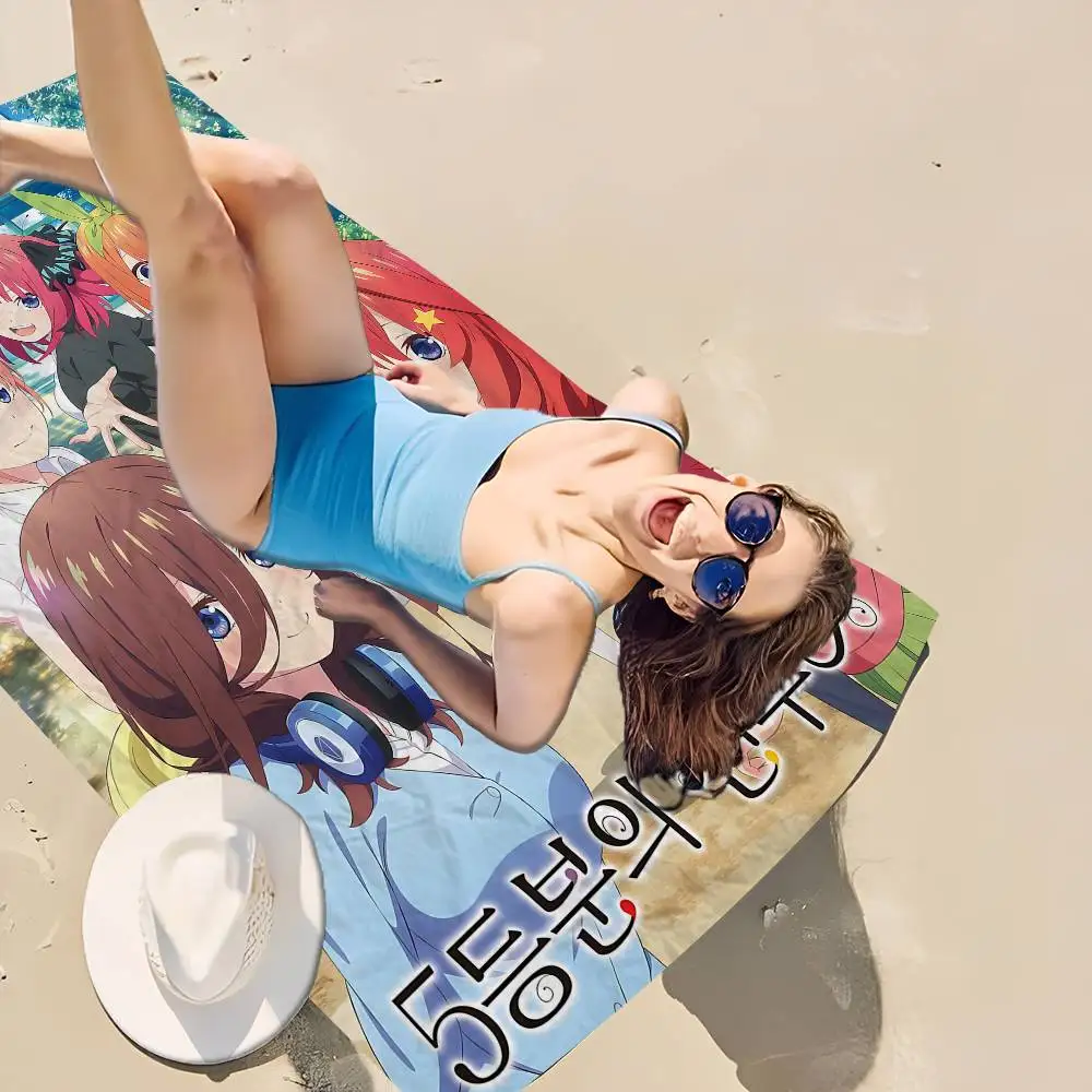 Anime Q-Quintessential Quintuplets Anime Beach Swimming Towel Soft Absorbent Washcloth Children's Gifts for Kids Travel Camping