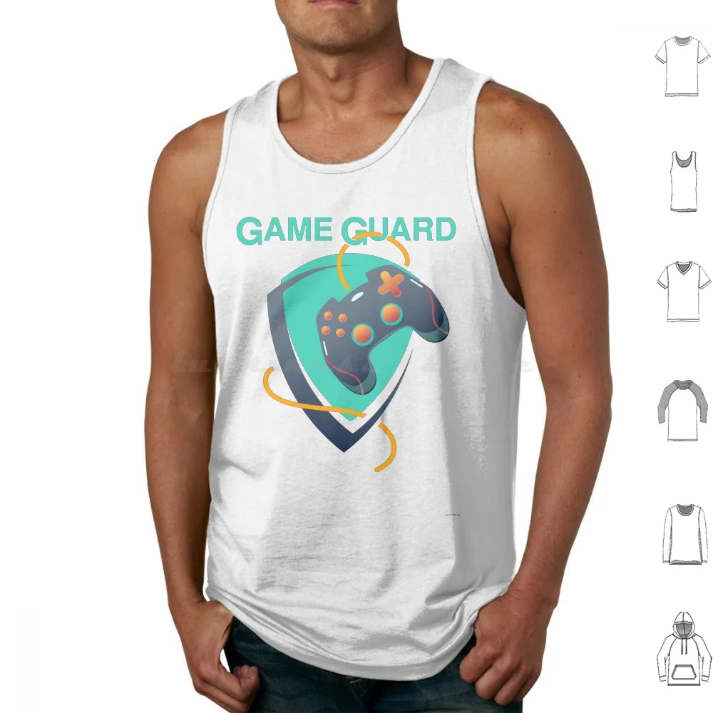 Emblema da guarda do jogo com um gamepad regatas impressão algodão jogo gamer geek emblema logotipo gamepad joystick guarda plaing