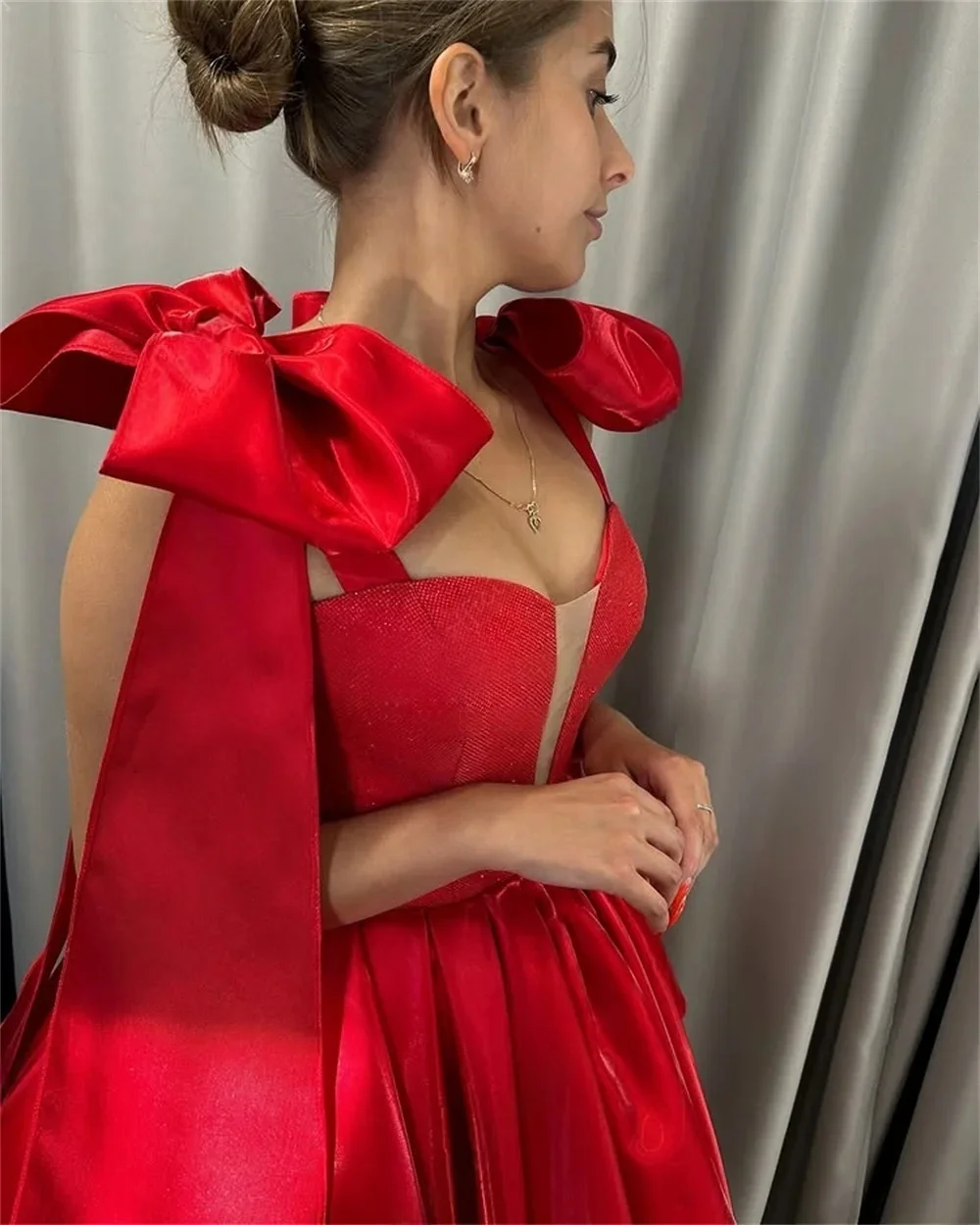 Red Sweetheart Short Bespoke Occasion Gown Evening Dresses Prom Pastrol Unisex Jersey Retro Dubai Saudi Arabic Customized