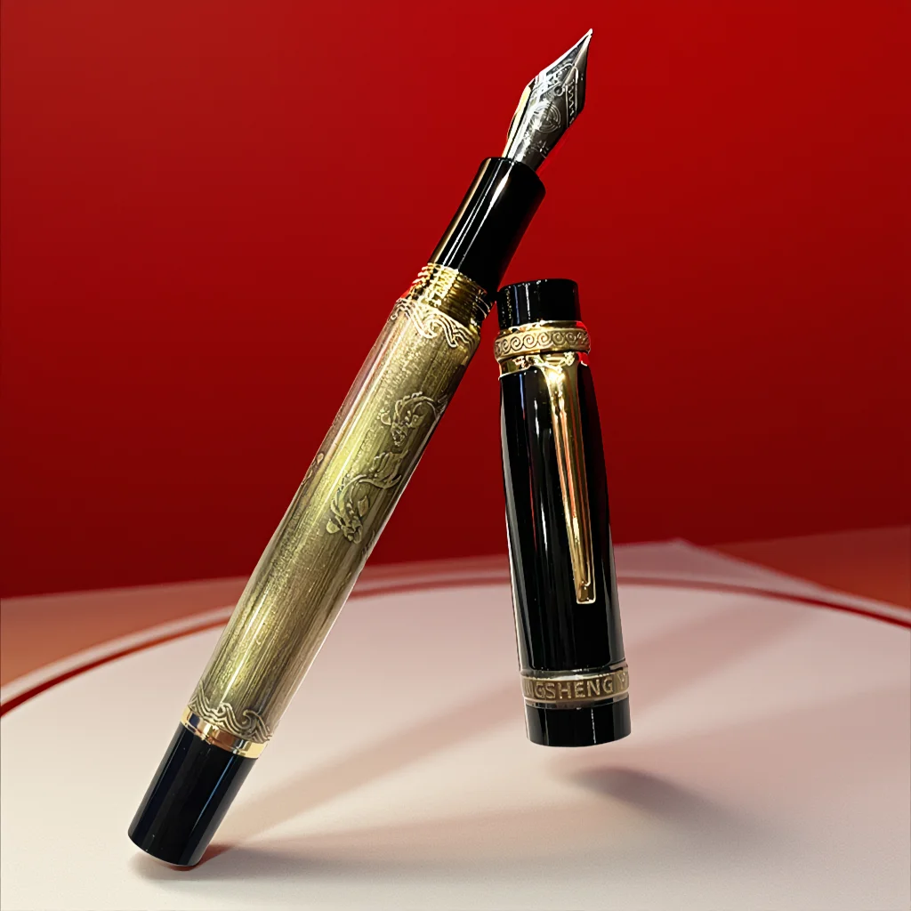 9690 Luxury Souvneir Calligraphy Pen,Sketching Copper Emboosed Smooth Pen for Signing Documents,Creative Work