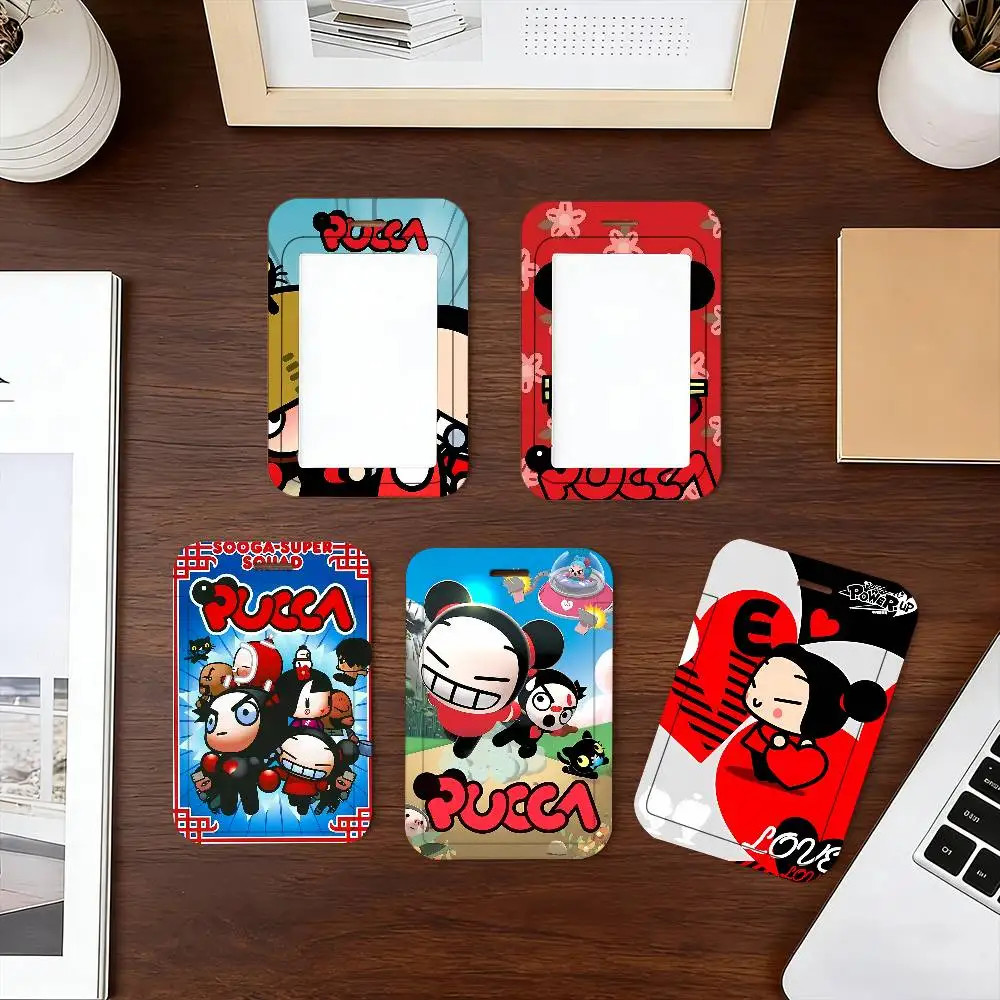 Cute Cartoon P-Pucca Lanyard Card Holders Student ID Card Holders Neckband Card Holders Access Control Accessories Gifts