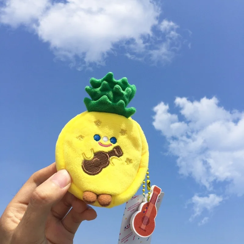 New Cartoon Cute Girl Heart Series Peach Pancake Pineapple Ice Cream Plush Doll Coin Purse Small Pendant To Send Friends Gifts