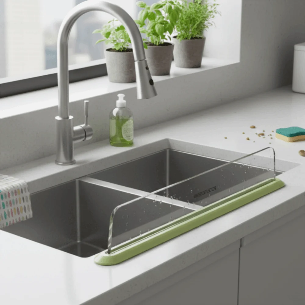 

Anti-Splash Suction Cup Sink Baffle Transparent Extended Kitchen Water Baffle Reusable Plastic Sink Water Blocking Strip Kitchen