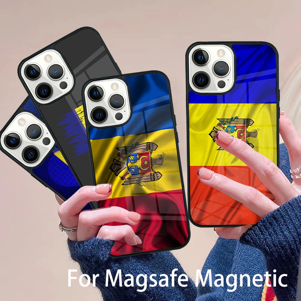 

Moldova Flag Phone Case Magesafe Magnetic Wireless Charge Cover For IPhone 16 11 12 13 14 15 Pro Max Plus Mini