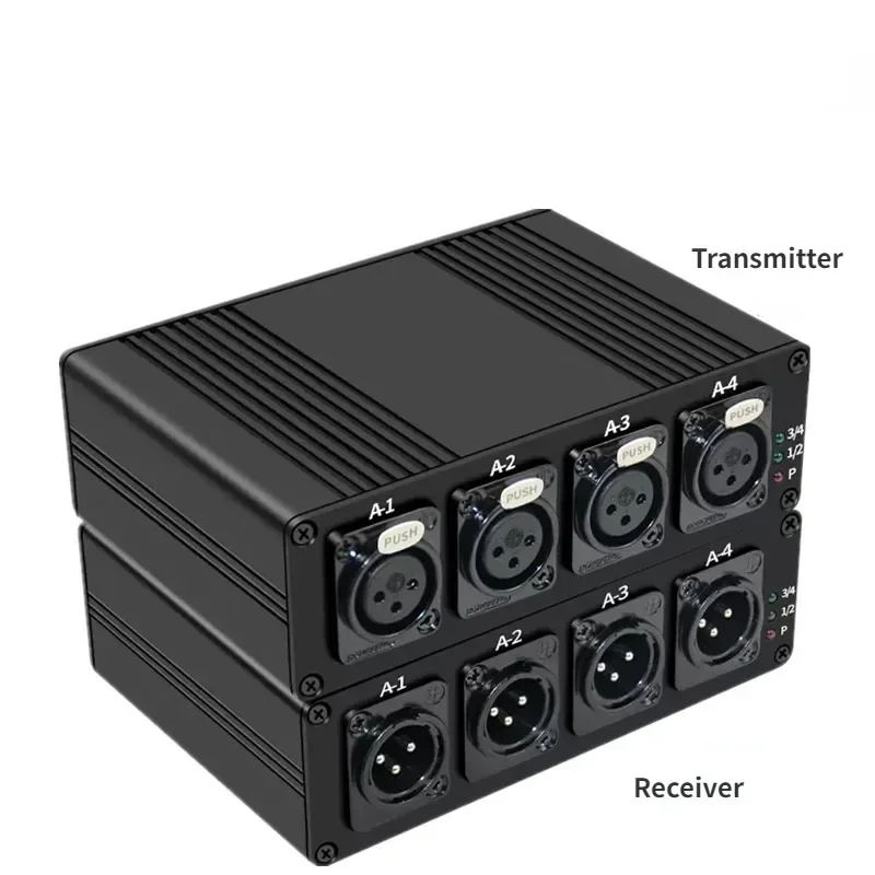 4 Channels XLR Audio Fiber Optical Extender via SC Fiber Optical up to 20km XLR Balanced Extender Audio Transmitter Receiver Kit