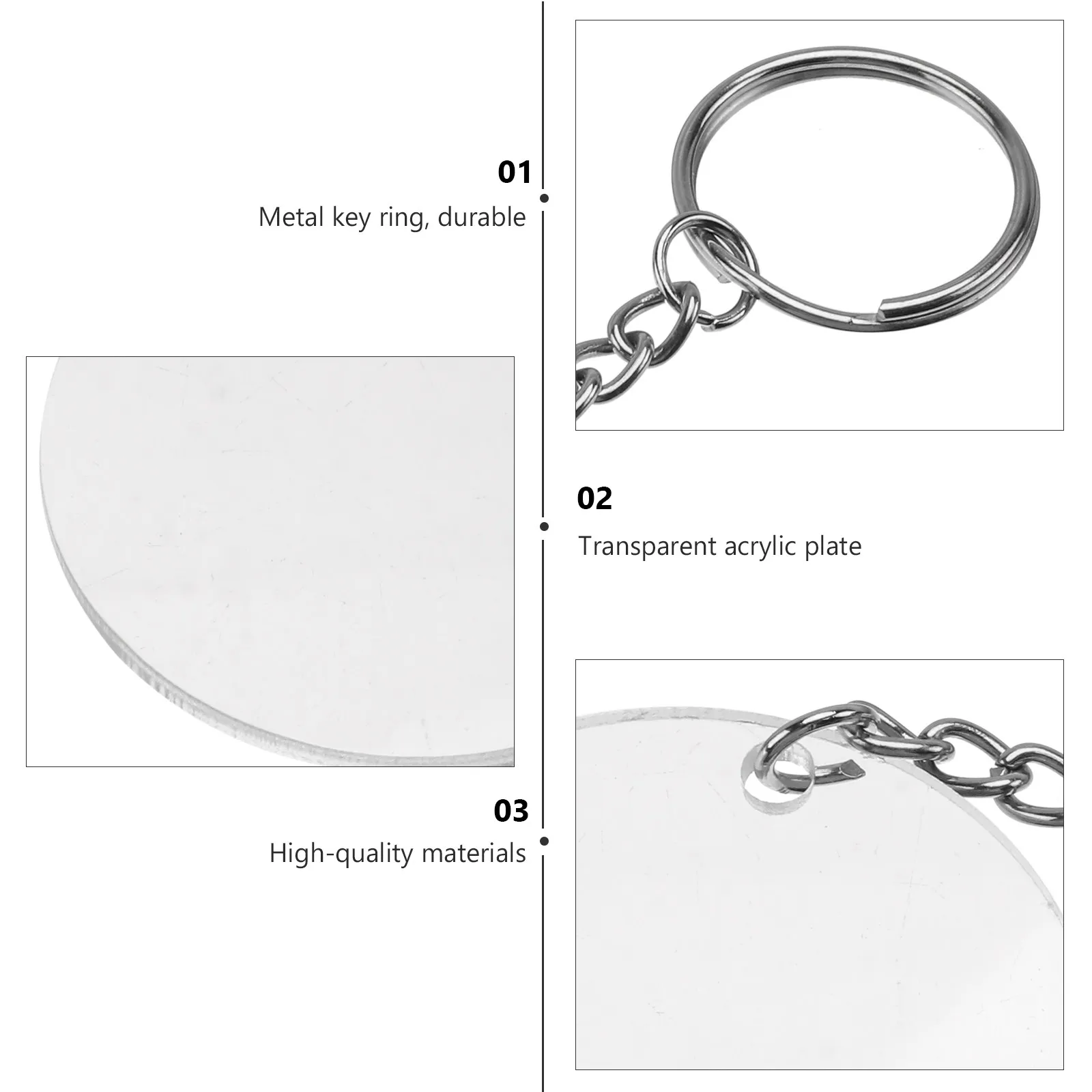 Clear Acrylic Keychain Blanks 30mm Round DIY Craft Supplies with Hooks for Christmas Souvenirs & Handmade Gifts