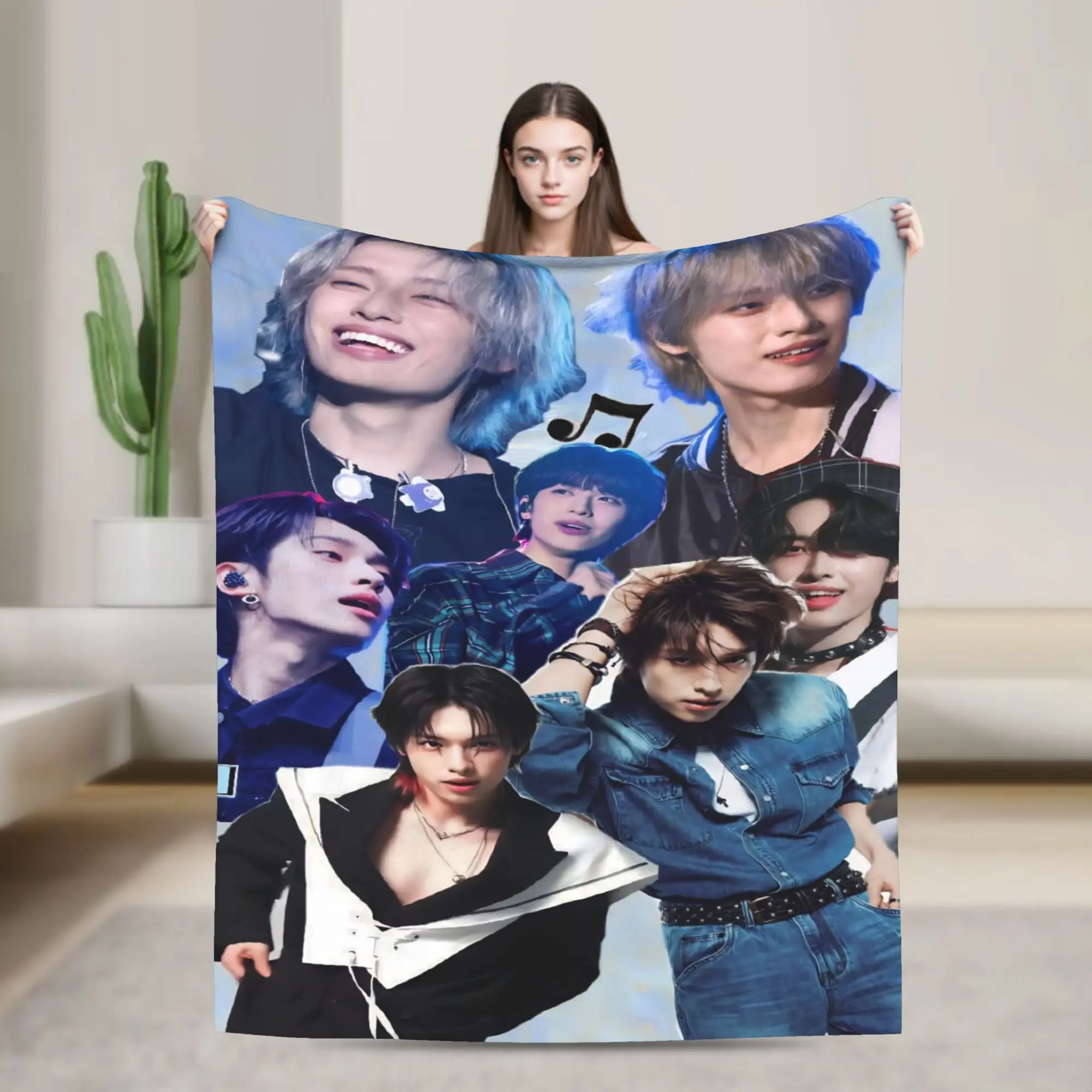 South Korean Rock X-Xdinarys H-Heroes Knitted Blankets   Wool Throw Blankets Summer Air Conditioning Printed Soft Warm Bedsprea
