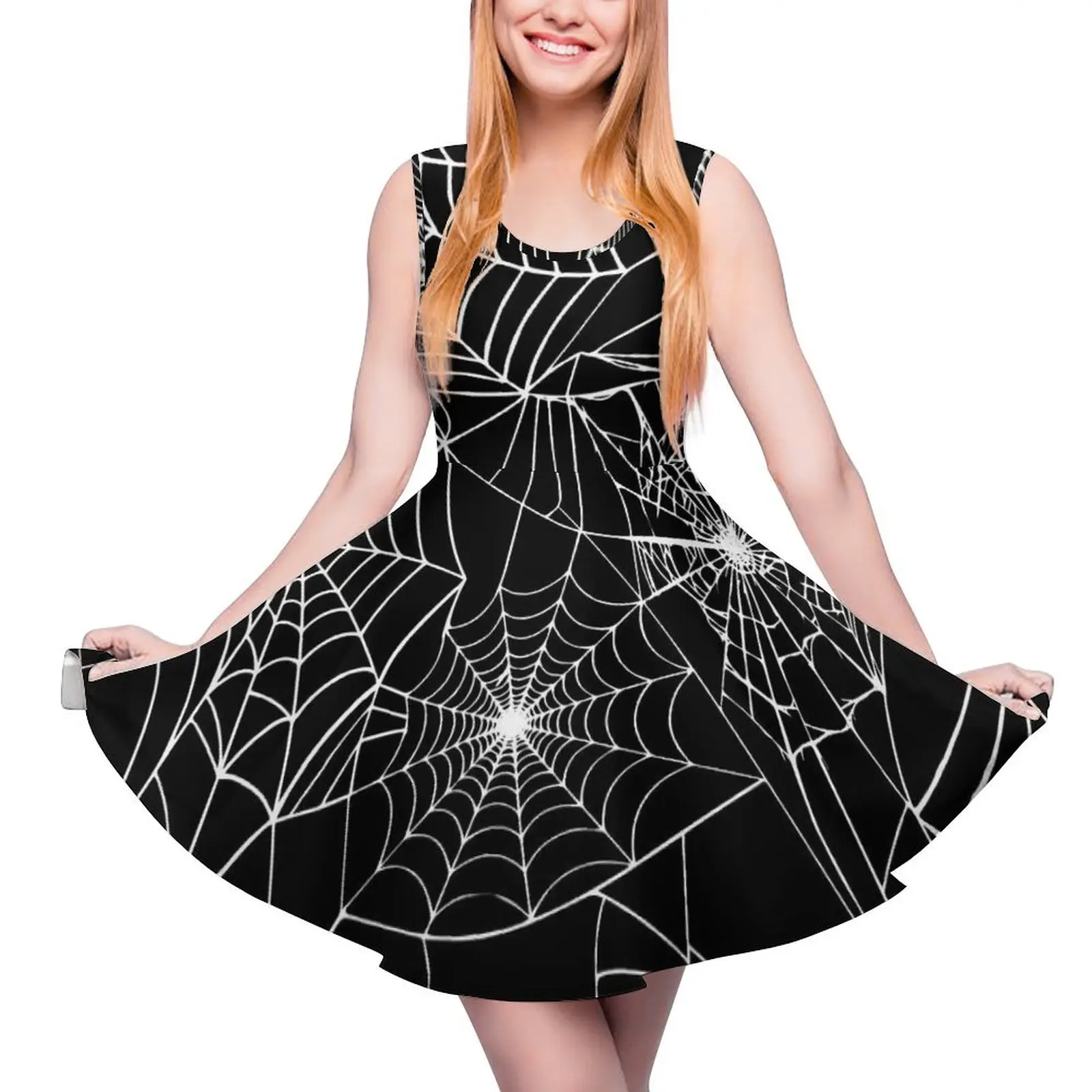 Spooky Halloween Dress Spider Web Street Wear abiti Ladies Club Skate Dress Summer Custom Vestidos Big Size 3XL 4XL