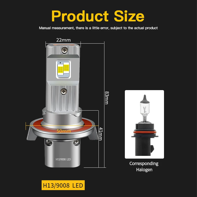 2Pcs 9008 H13 Car LED Headlight Bulb Hi/Lo Beam 30000LM 120W CSP LED Bulb Fanless With Canbus High and Low Beam Canbus Fog Lamps