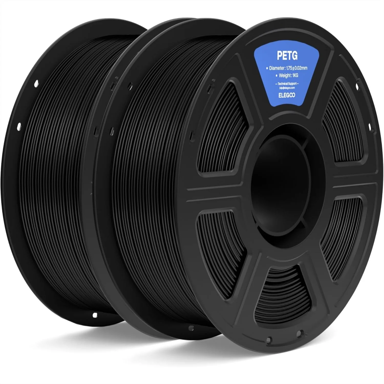 

PETG Filament 1.75mm Black 2KG 2 Spools, 3D Printer Filament Dimensional Accuracy +/- 0.02mm, Tough and Durable for Mechanical
