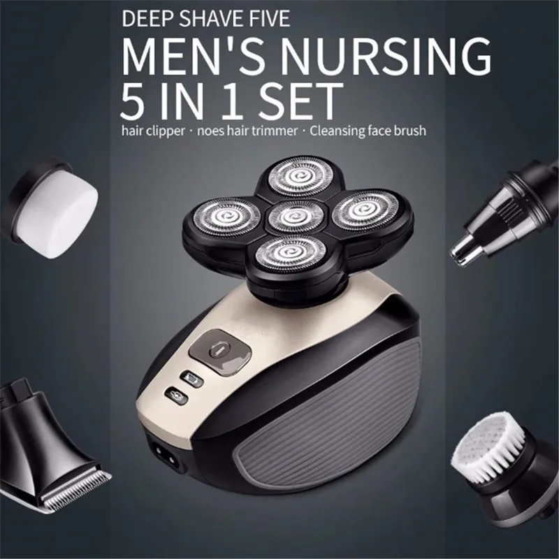 New Six Head Household Electric Hair Clipper, Bald Head, USB Charging, Large Capacity, Suitable for Facial Shaving