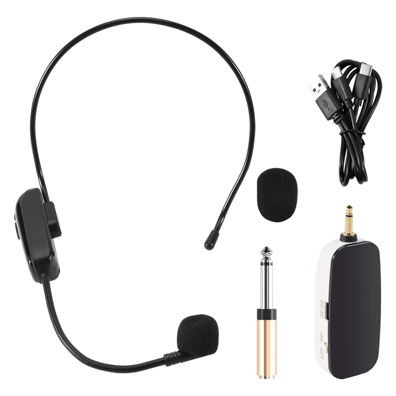 AA58 New 2 in 1 Handheld UHF Wireless Microphone Professional Head-Wear Mic Volume Amplifier for Speech Teaching