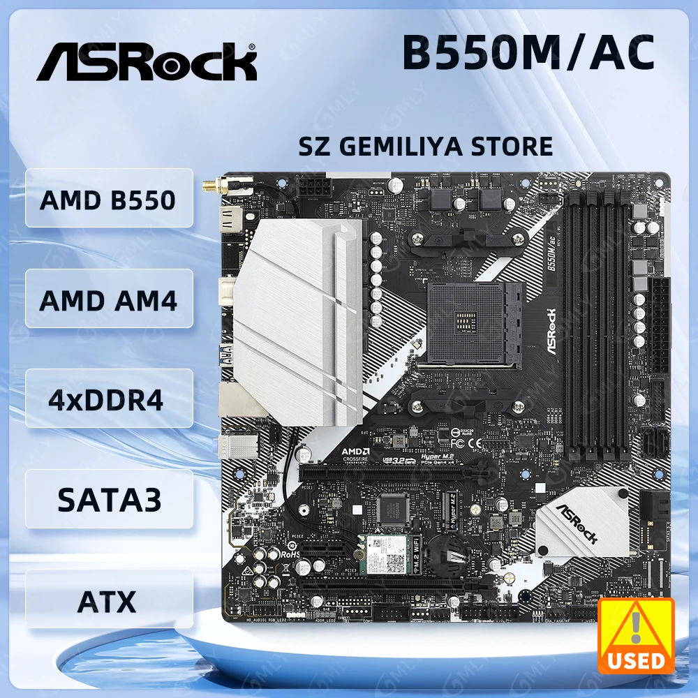 AMD B550 Motherboard ASRock B550M/ac Motherboard Socket AM4 support Ryzen 5600 3600 4700 3700 cpu DDR4 64GB Micro ATX