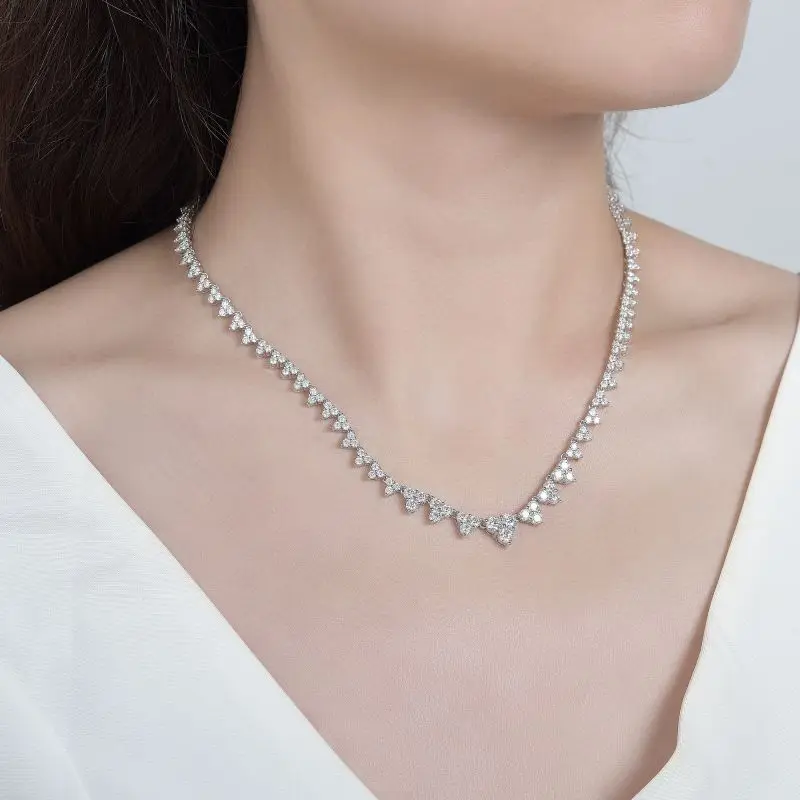 

New luxury women's dinner necklace fully set with moissanite S925 silver plated 18k gold layered universal chain, wedding engagement accessories, Valentine's Day/commemorative gifts, birthday gifts, anniversary commemorative gifts