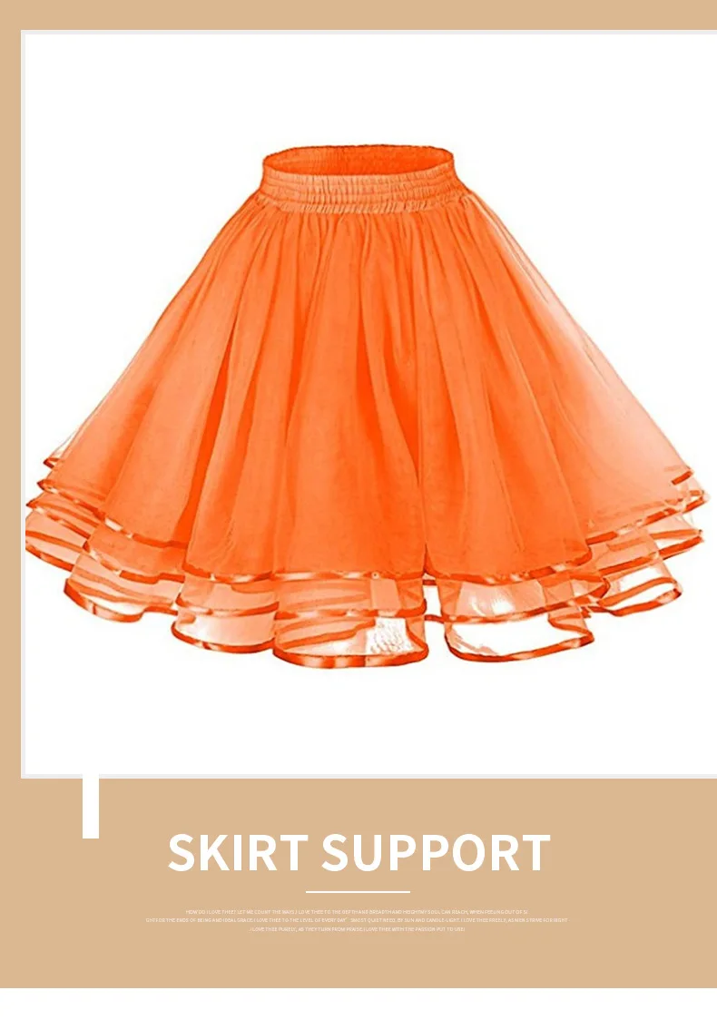 14 Farben Damen Petticoat Tutu Unterröcke Krinoline 50er Jahre Drei Schichten Band Gaze Tüllrock Vintage Braut Slips Rockabilly – Detail 5