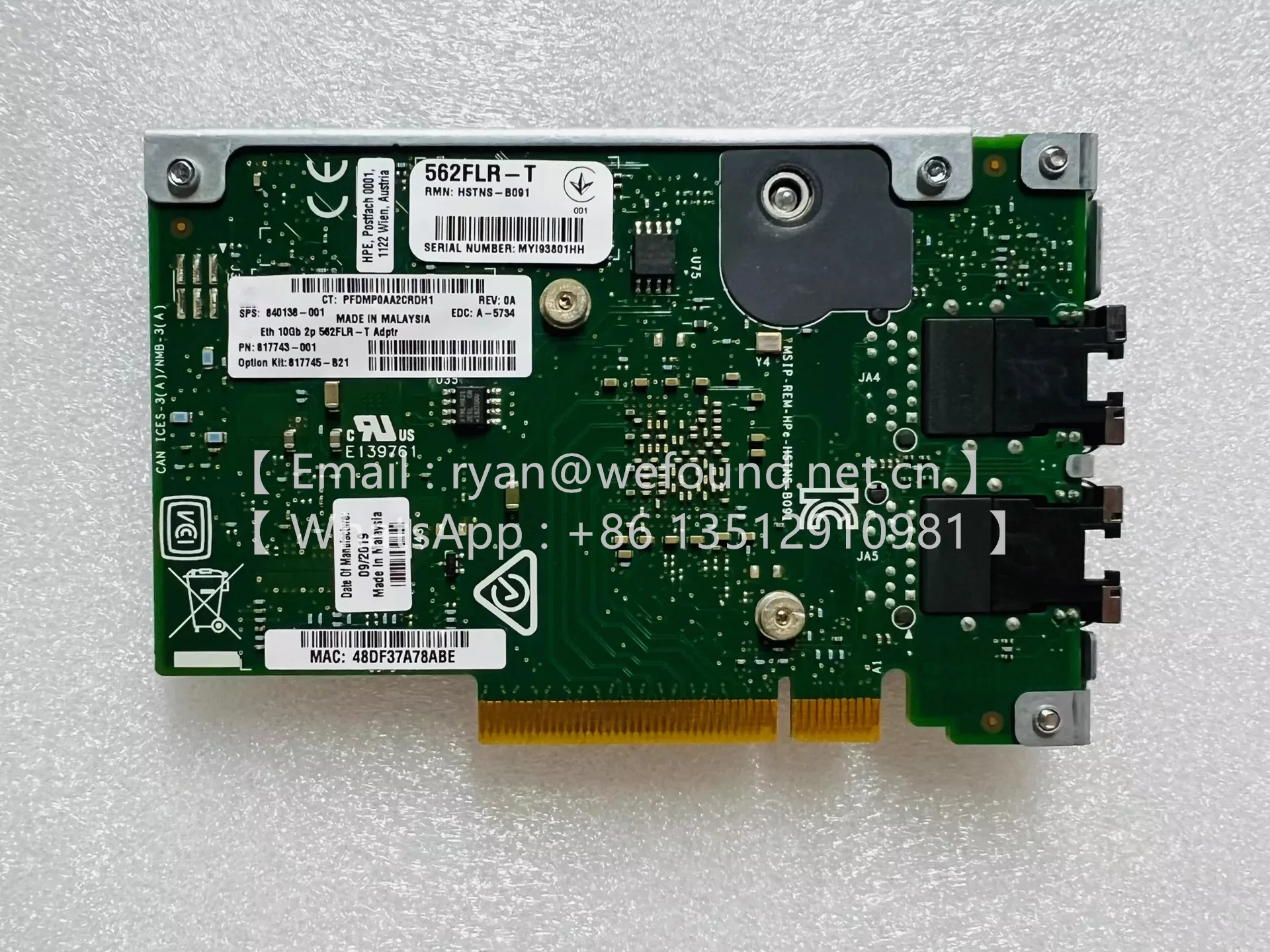 817745-B21 محول إيثرنت 10 جيجا بايت ثنائي المنفذ FLR‐T X550‐AT2