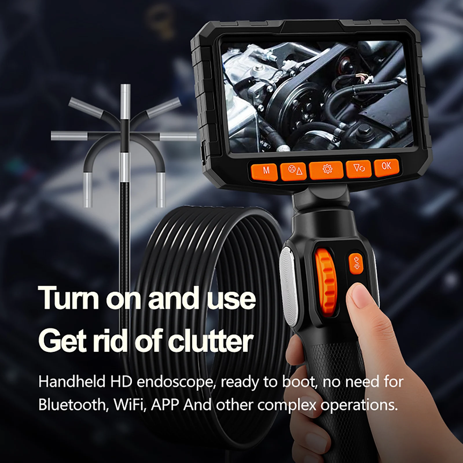 Scharnierende Borescope Met LED Tweeweg Borescope Inspectiecamera HD1080P Endoscoop Automotive Scope voor IOS Android Met Tas