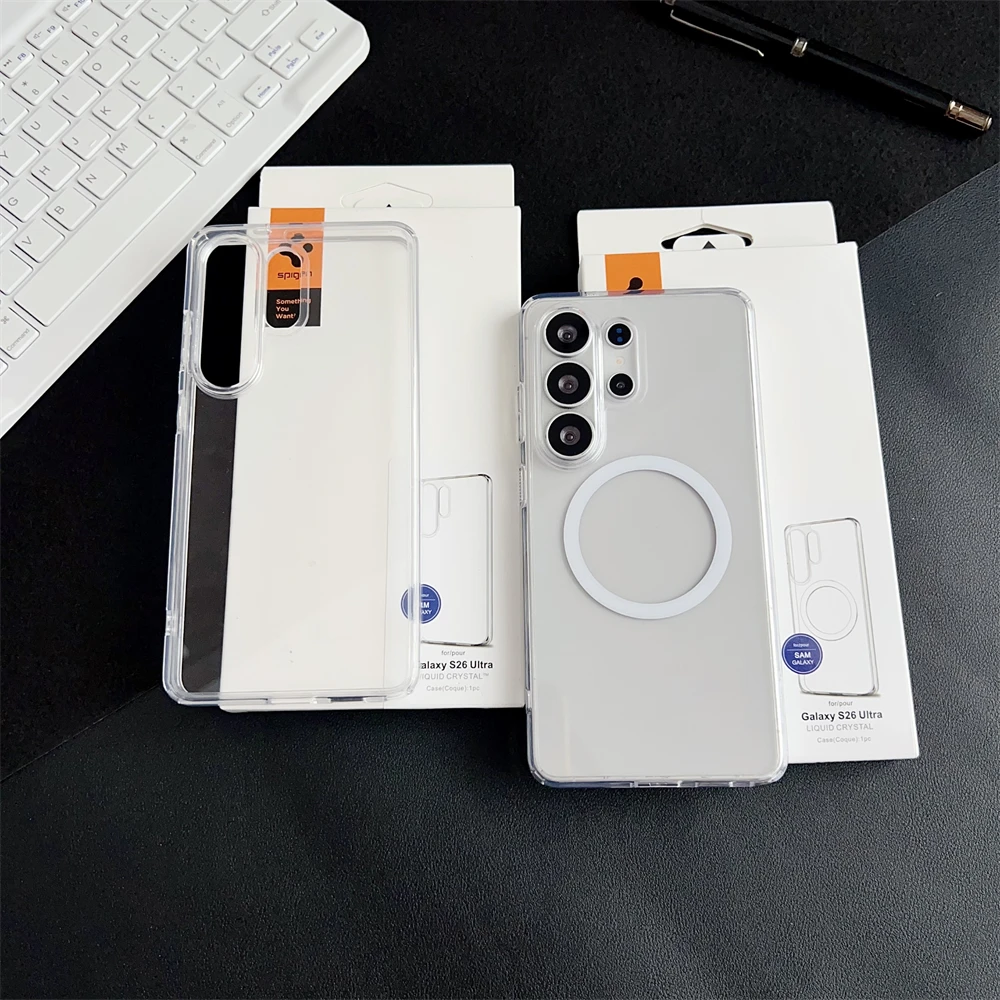 Funda transparente magnética Spigen para Samsung Galaxy S26 Ultra S25 Ultra S24 Plus, funda trasera para carga inalámbrica Magsafe