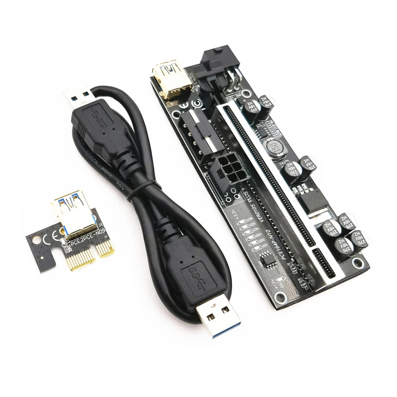 6 шт., Райзер 010 USB 3,0 PCIE Райзер PCI Express X16, расширитель, адаптер 010S Plus, карта Райзера графического процессора SATA, 15 контактов на 6 контактов