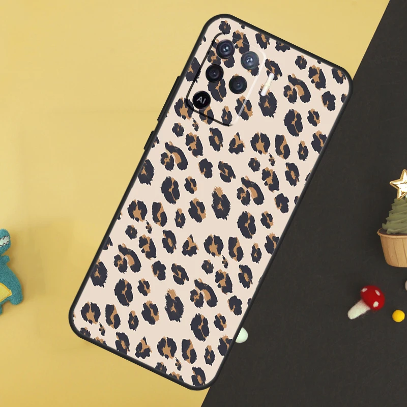 Funda con estampado de leopardo para OPPO A57S, A53S, A54S, A98, A78, A58, A79, A15, A17, A77, A16, A76, A96, A52, A72, A5, A9, A94, A74