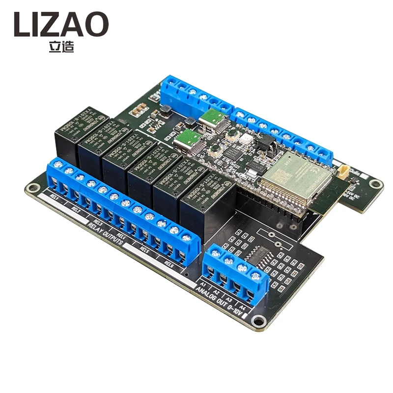 LIZAO ESP32 PLC-100 V1 Development Board, Industrial Expansion Board for ESP32-C6-DevKitC