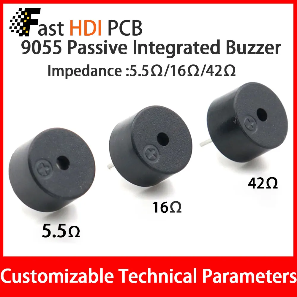 초소형 압전 버저 직경 9mm (KC 시리즈) - 옵션 5.5Ω/16Ω/42Ω - 고온 내성 친환경, 일체형 설계