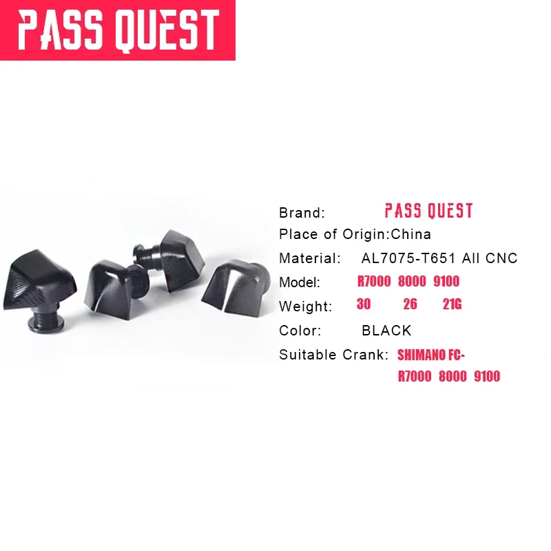 Pass Quest Chainring Bolts Alloy 7075 Crankset Screws Nuts for UT R7000 R7100 R8000 R9100 R9200 DU R8100