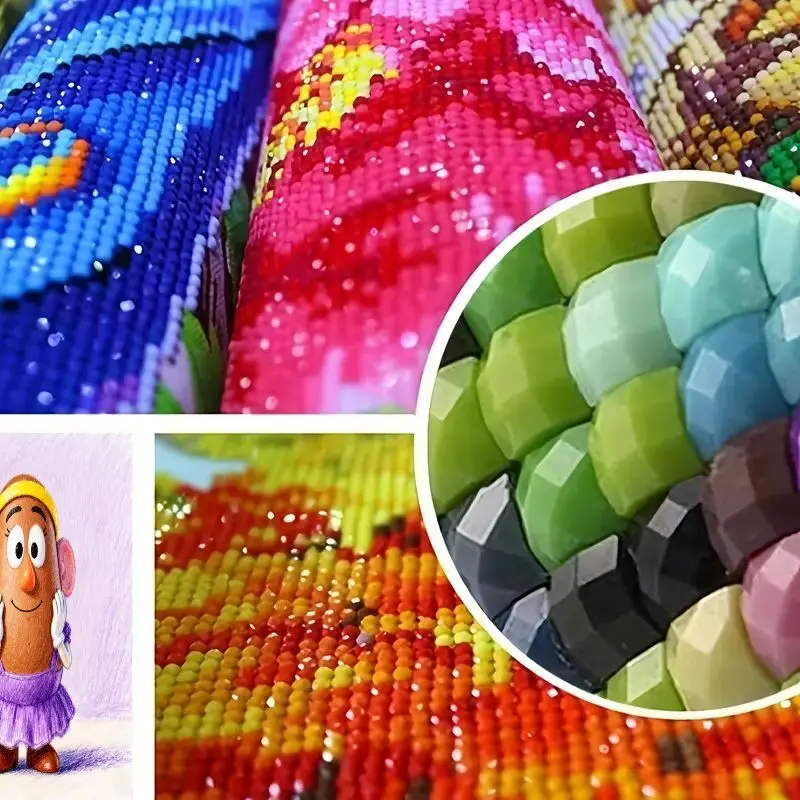 1 buah Nona. Kit Lukisan Berlian 5D Potato Head, Set Seni Kristal Rhinestone Karakter Film Kartun Full Drill, Lukisan Permata Besar DIY