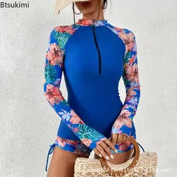 Neue 2024 frauen Langarm Bademode Sport Surfen Weibliche Tankini Set Bademode Zwei-Stück Badeanzüge Frauen Schwimmen anzug