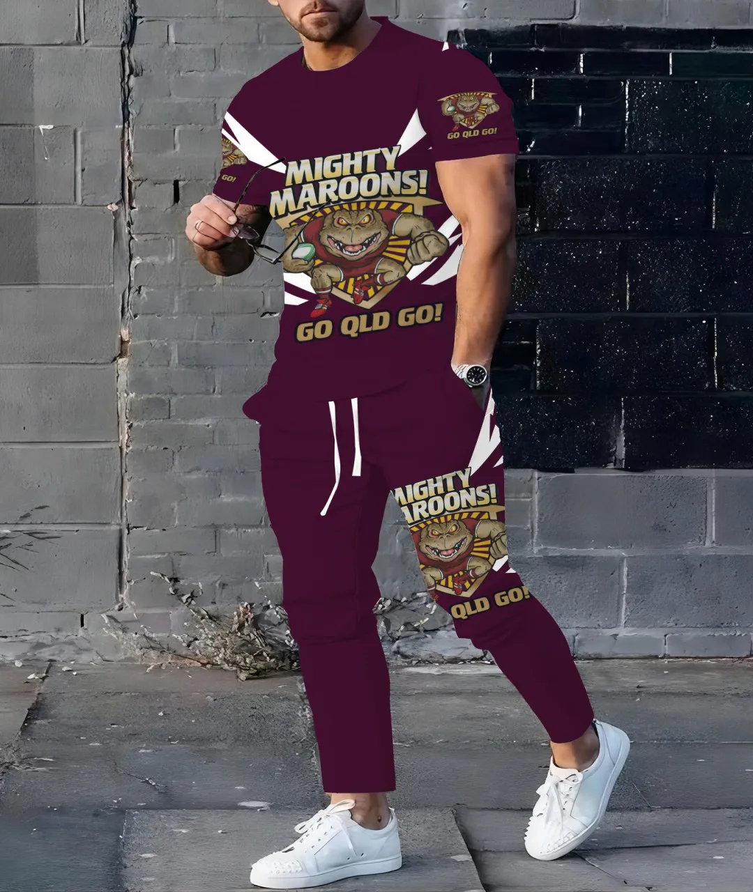 

2025 summer new men's suit Sports suit 2-piece short sleeve trousers sports pants suit casual pants 3D printed fashion men's out