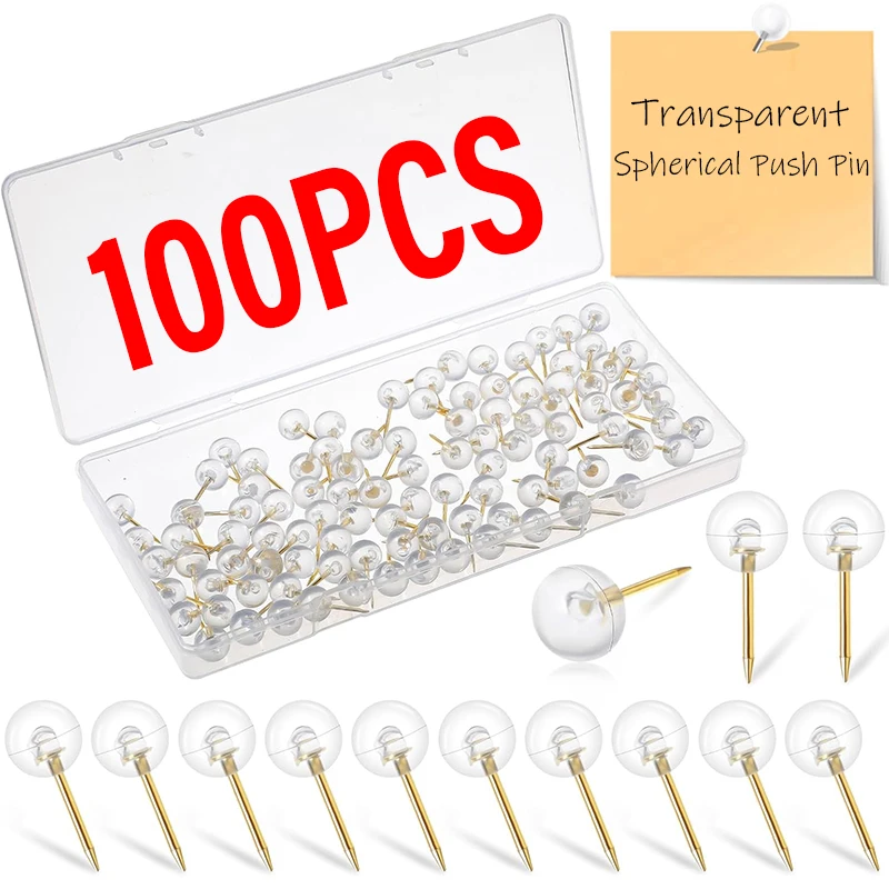 Transparent Spherical Push Pins Thumbtacks Cork Board Pushpins For Map Drawing Photo Wall Studs Office School Stationary