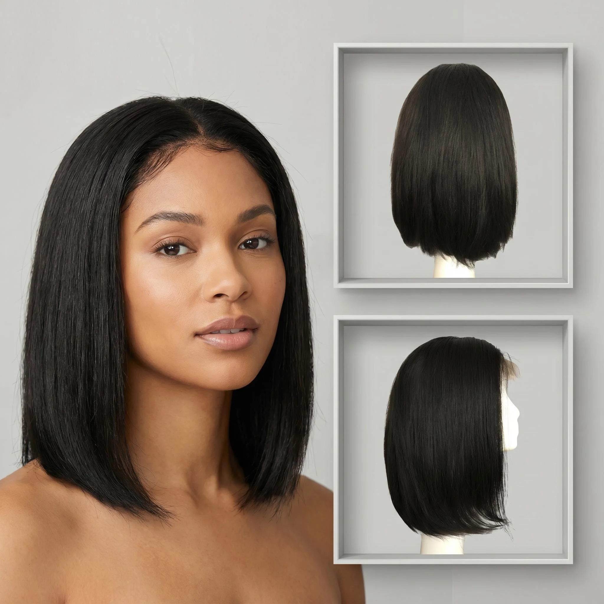 Gerade 180% Dichte Kurzer Bob – Pre Parted 13X4 Lace Front Bob Wig Bewertung und Preis