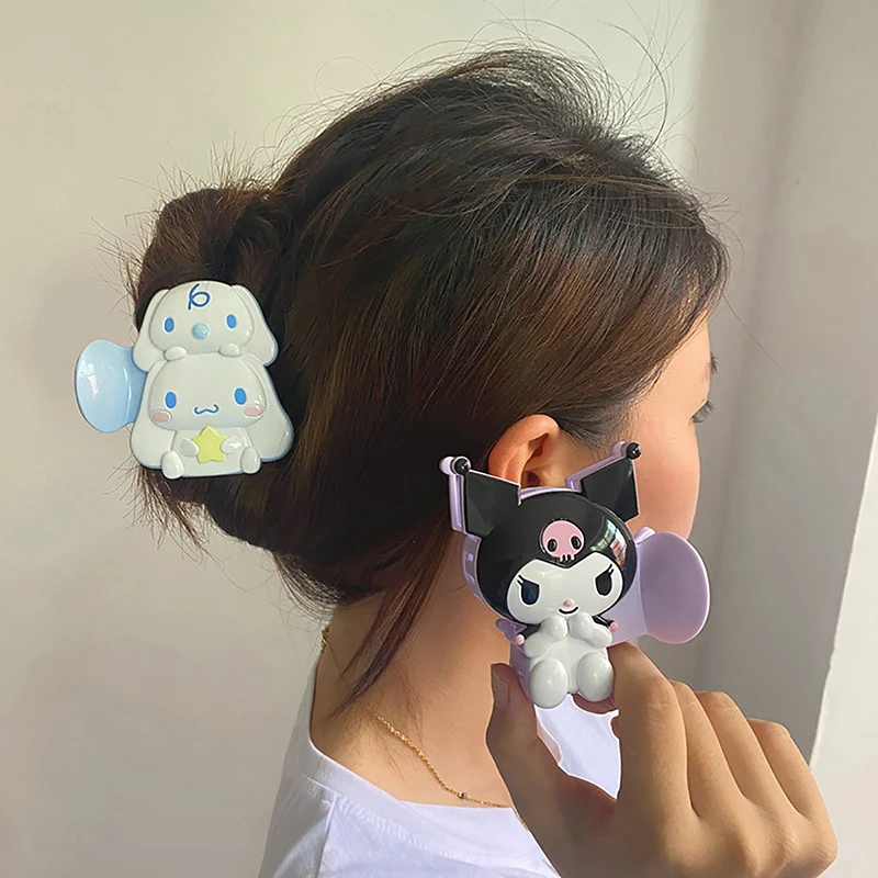 Kawaii Sanrio grampo de cabelo para meninas, cabelo doce garras, clipe bonito do tubarão dos desenhos animados, My Melody Cinnamoroll, Kuromi Acessórios