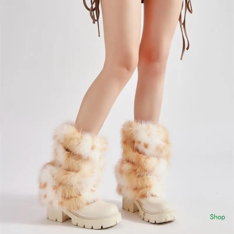 Dropship Winter Fuzzy Plüsch Beinlinge Harajuku Tier Punkte Pelzige Abdeckungen für Frauen