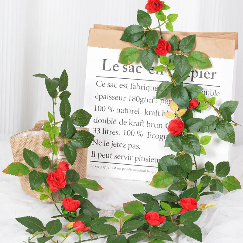

Artificial plants simulated rose vine fake flower leaf entangled plant DIY wedding arch party home decoration prop plant flower