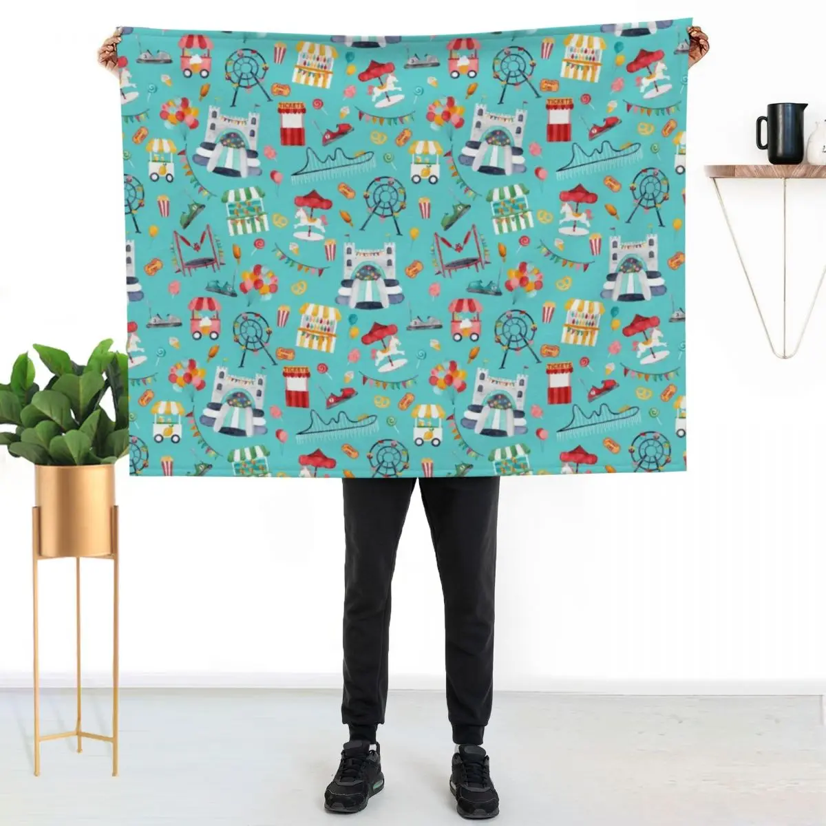 Amusement Park Watercolor Carnival Throw Blanket Thermals For Travel Decorative Sofa Heavy funny gift Extra Large Throw Blankets