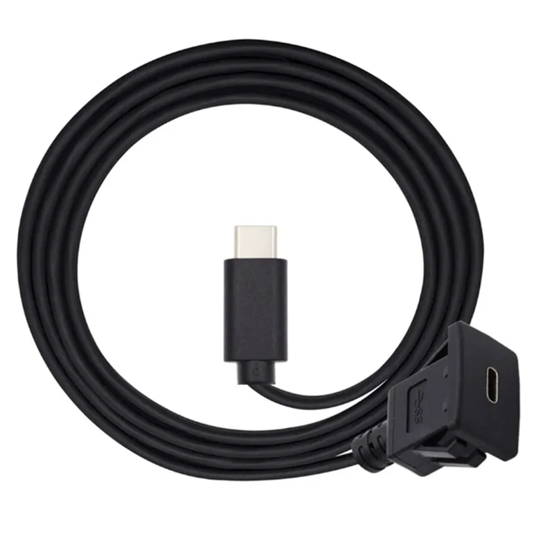 0.3m 1m USB Type-C Male to Female Panel Flush Mount Extension Cable With Buckle for Car Truck Boat Motorcycle Dashboard