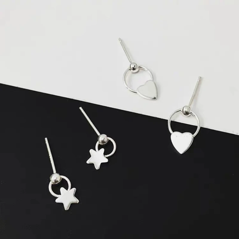 925 Sterling Silver Circular Stud Earrings Fashionable Simple Geometric Design Gift for Girls Elegant Earrings for Women