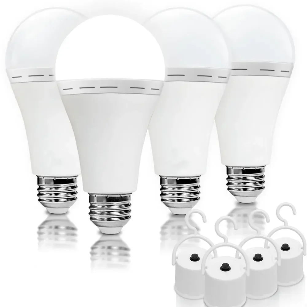 

4/10 Packs Emergency Rechargeable Light Bulbs 800LM E27/E26 6500K 1200mAh Super Bright LED for Power Outage Camping Hiking