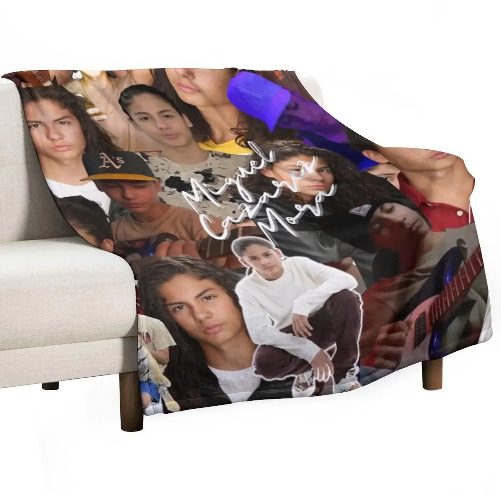 

Miguel Cazarez Mora Seamless Collage with Signature - 2 Throw Blanket Soft Plush Plaid Retros Loose Blankets