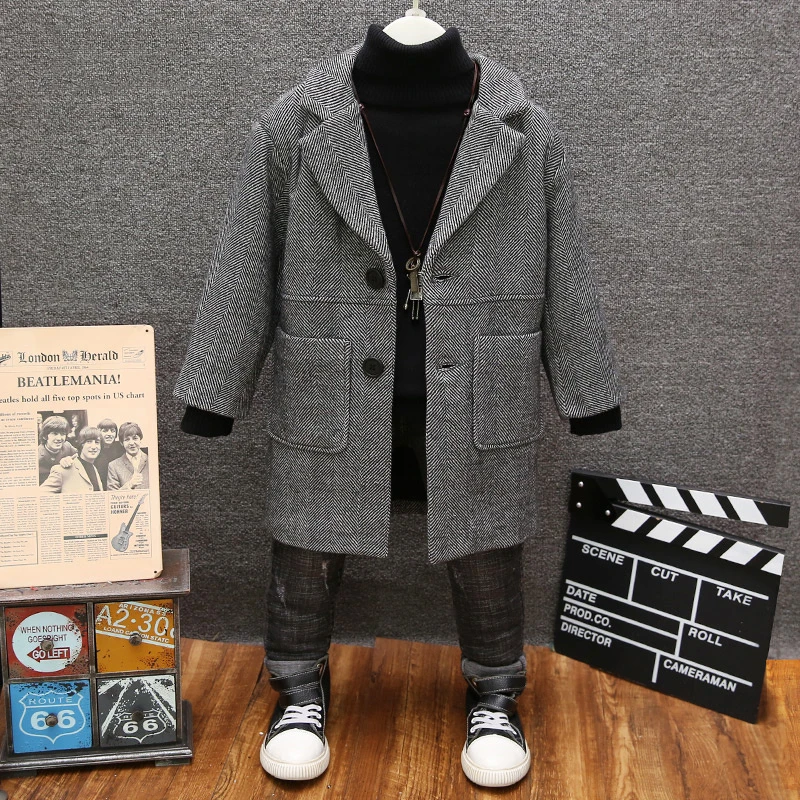 

New Boy Jacket Thickness Kids Coats Children Outerwear Autumn Winter 2022-W040