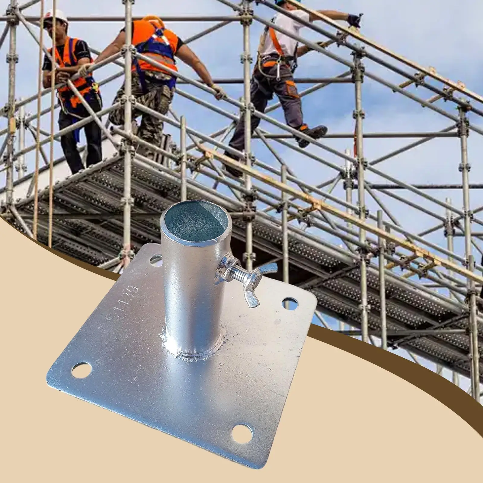 Metal Scaffolding Base Plates 15cm by 15cm Zinc Plated Welded Iron Foot Pad 3.2cm Tube Support for Construction