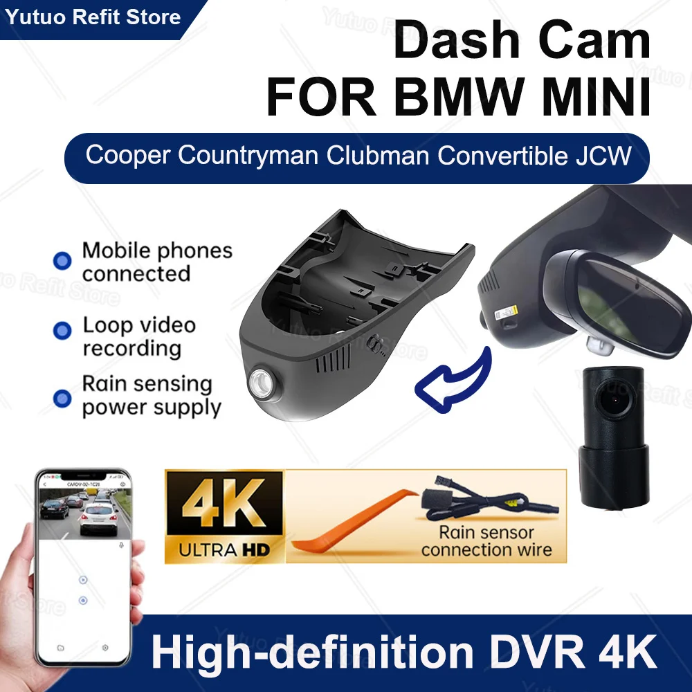 Dashcam for MINI Cooper Countryman Clubman Convertible JCW, 4K Dash Camera for MINI F54 F55 F56 F57 F60 2014 to 2023 Dashcam