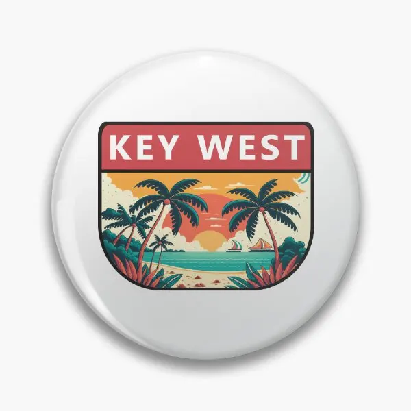 Key West Florida Retro Emblem  Soft Button Pin Clothes Cute Brooch Hat Decor Badge Women Metal Creative Gift Funny Cartoon Lover