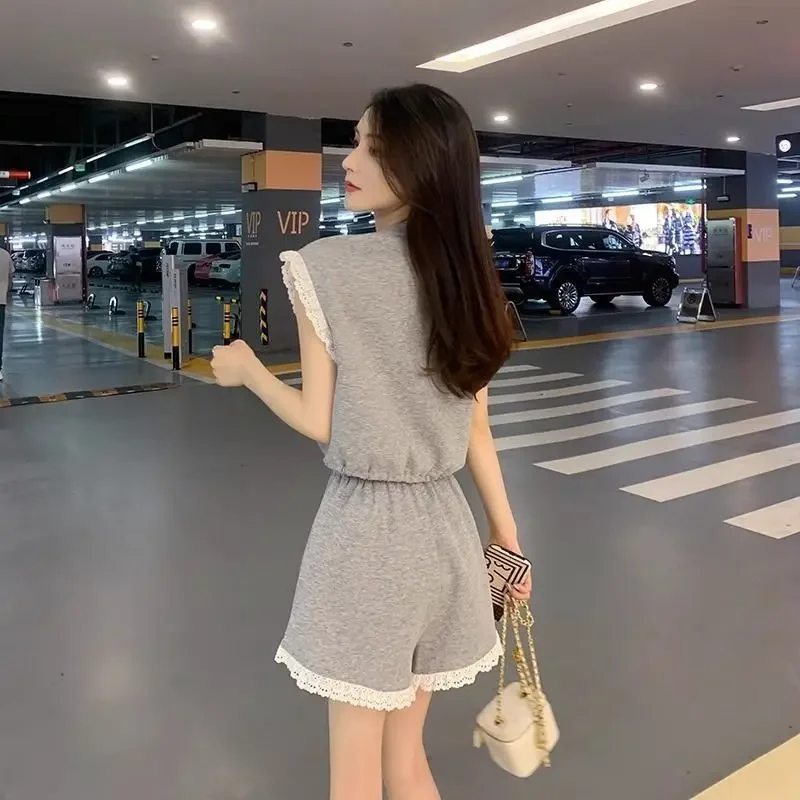 Elegant Short Sets For Women 2 Pieces Summer Fashion 2024 Woman Shorts Light Korean Style Promotion Trends New In Matching Full