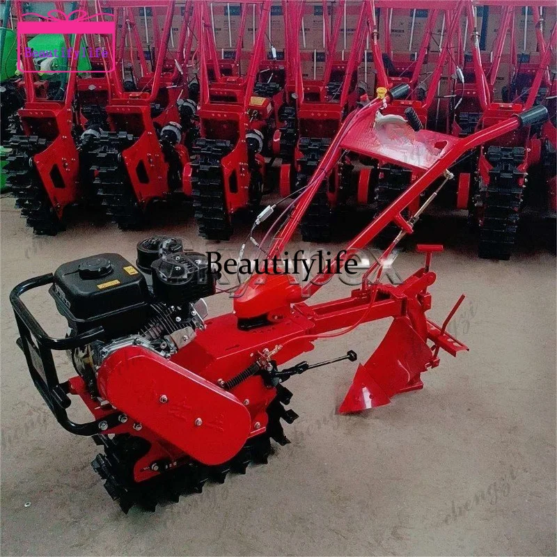 a55  Multi-purpose Orchard Ditching Machine Tracked Mini Tiller Agricultural Field Plowing Micro Cultivator Equipment