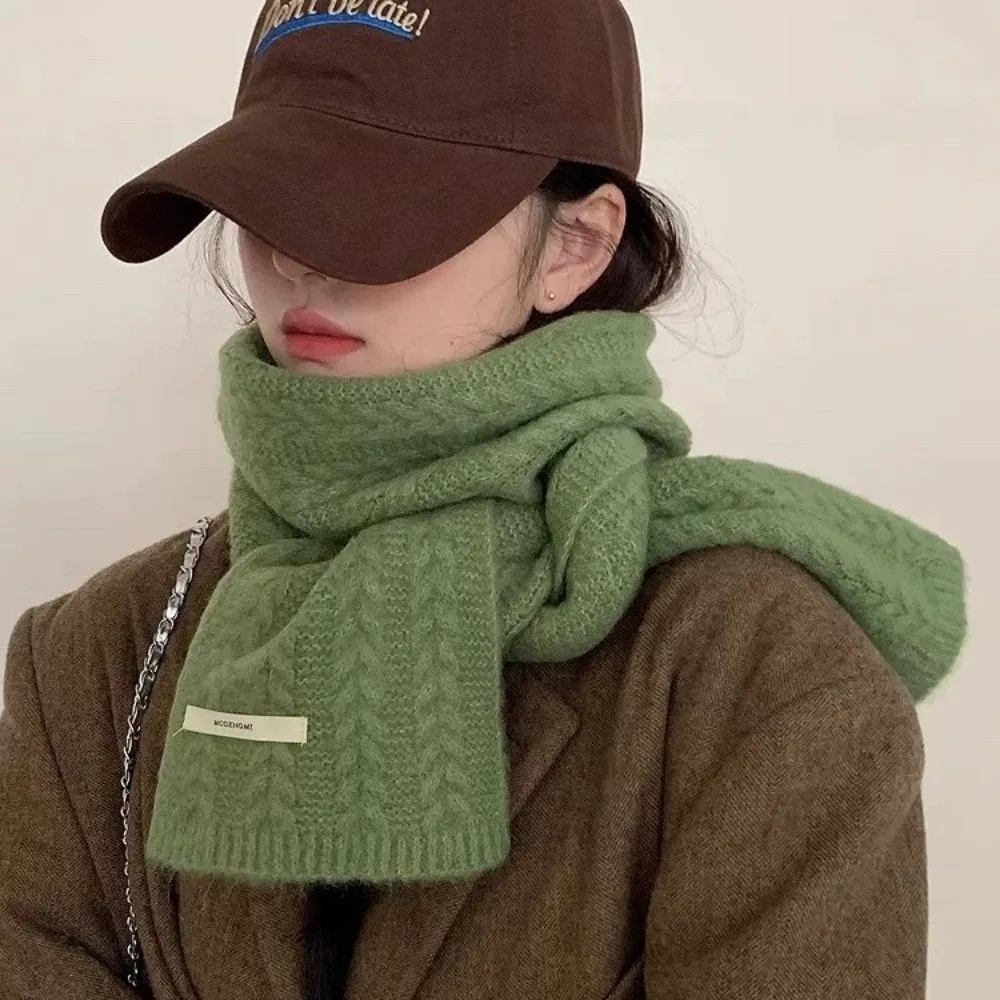 

Модный шерстяной вязаный шарф, однотонный ветрозащитный женский длинный шарф, утепленный термотеплый шарф для шеи