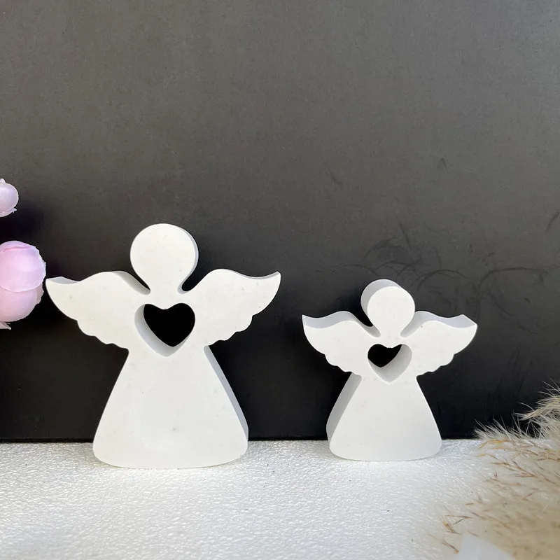 Easter Love Rabbit House Angel Candle Silicone Mold DIY Epoxy Resin Cement Gypsum Pouring Pendant Mold Home Decoration Ornaments