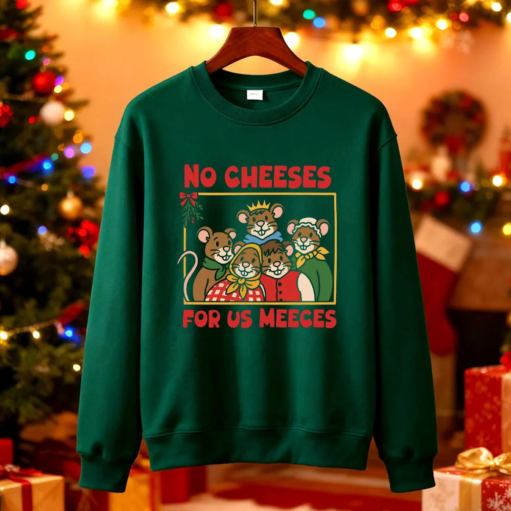 No Cheeses for Us Meeces Sweater Christmas Jumper Carol Sweatshirt Muppet Mice Holiday Sweater Adult Long Sleeve Ropa De Mujer